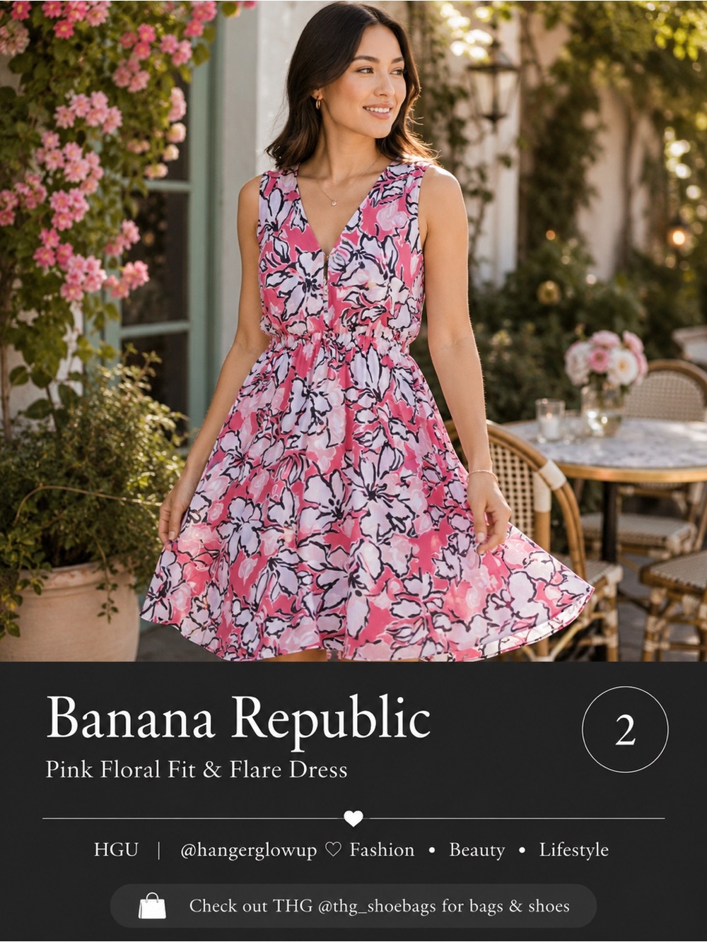 Banana Republic Pink Floral Fit & Flare Dress Sleeveless Size 2